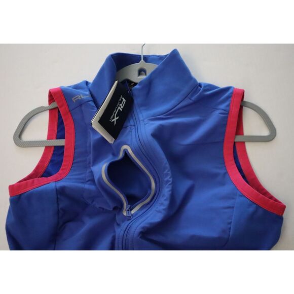 RLX Ralph Lauren Women's Sz M Blue/Pink Terry Sleeveless Full-Zip Vest - Picture 11 of 13